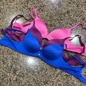 Victoria's Secret Bra Trio - Blue, Purple, Pink